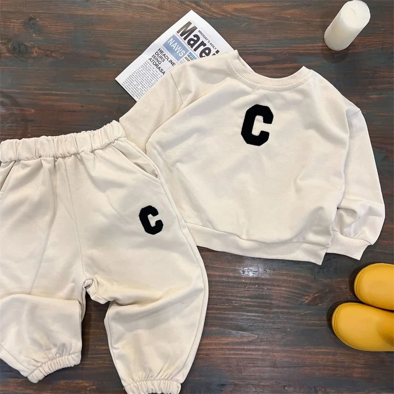 Boys Sweatshirts +Pants Kids Suits 2PCS/Set Cotton 2024 Pullover Spring Autumn Cotton Tracksuits Sport Christmas Gift Children C