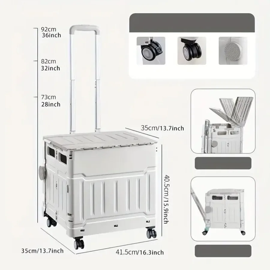 Składany wózek transportowy o dużej wytrzymałości, o dużej pojemności, składany wózek kempingowy na zewnątrz, przenośny wózek na kółkach do przechowywania dla Bea