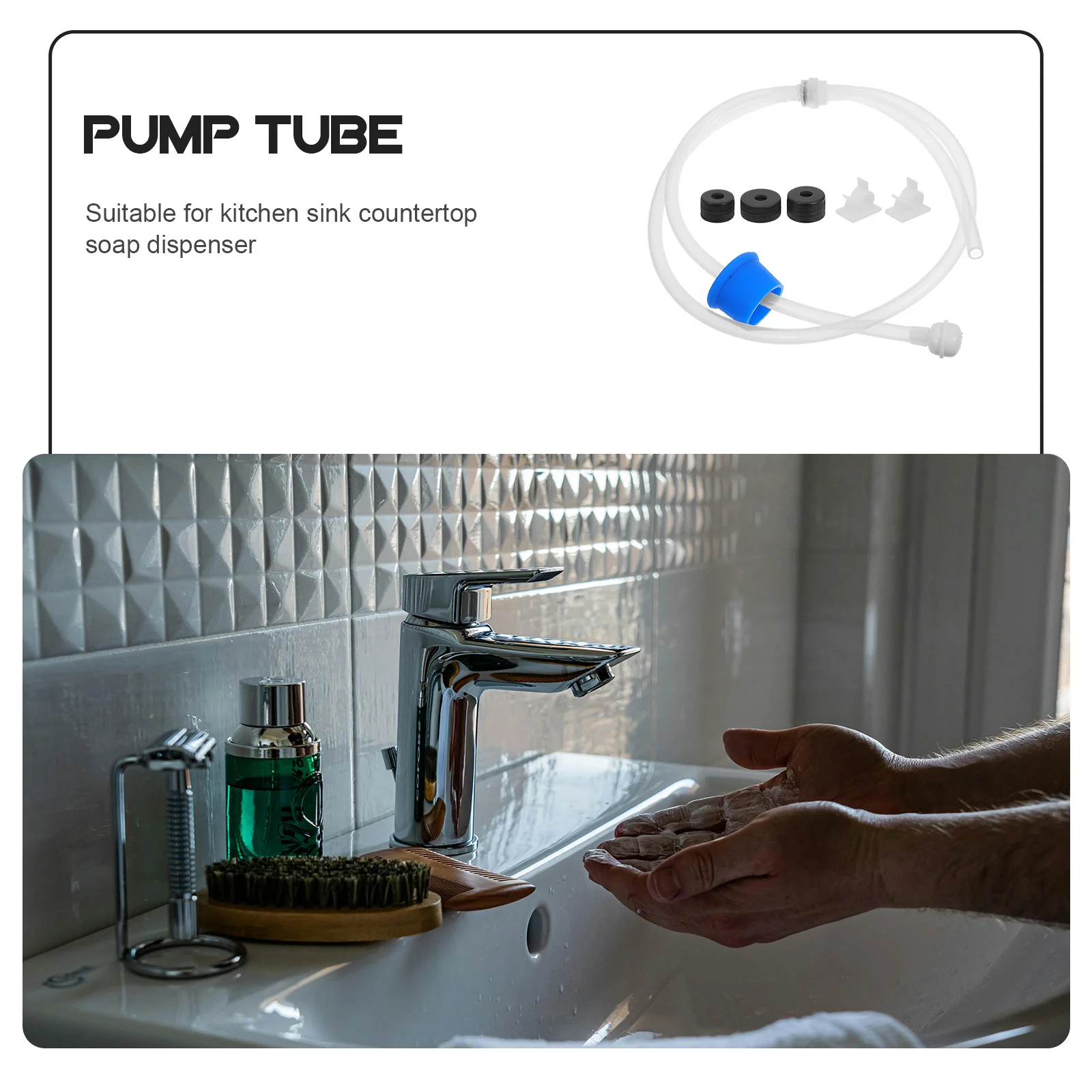 Sob pia dispensador de sabão tubo extensão kit longo mangueira silicone bomba garrafa dispensador líquido cozinha contador extensor tubo sabão