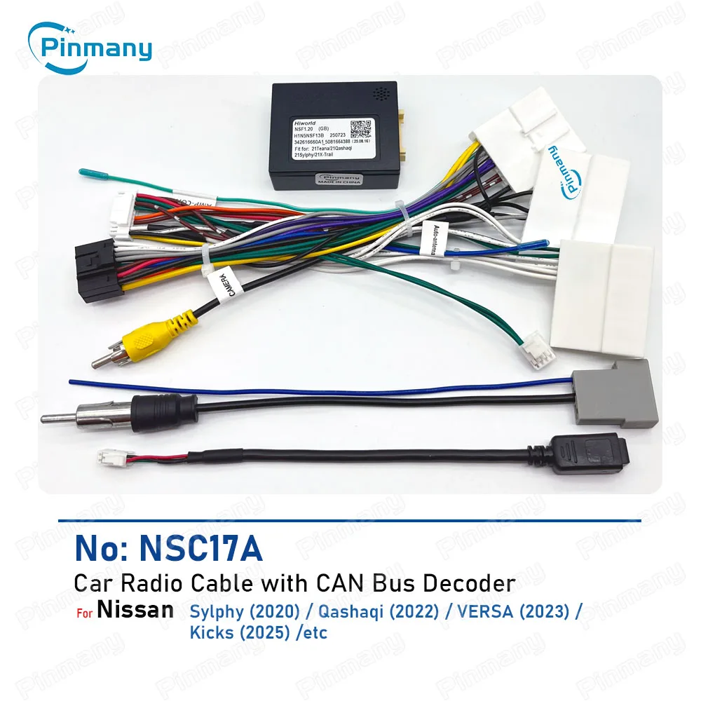 Авто радиокабель NSC17 android головное устройство адаптер жгута проводов питания с декодером шины CAN для Nissan Qashaqi Versa Kicks Sylphy