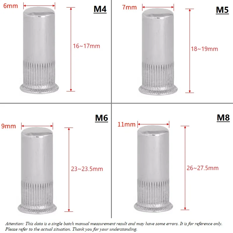 304 Stainless/Carbon Steel Rivet Nut Large/Small Countersunk Blind Hole Thread Vertical Stripes Insert Rivnut Nutsert M4~M12