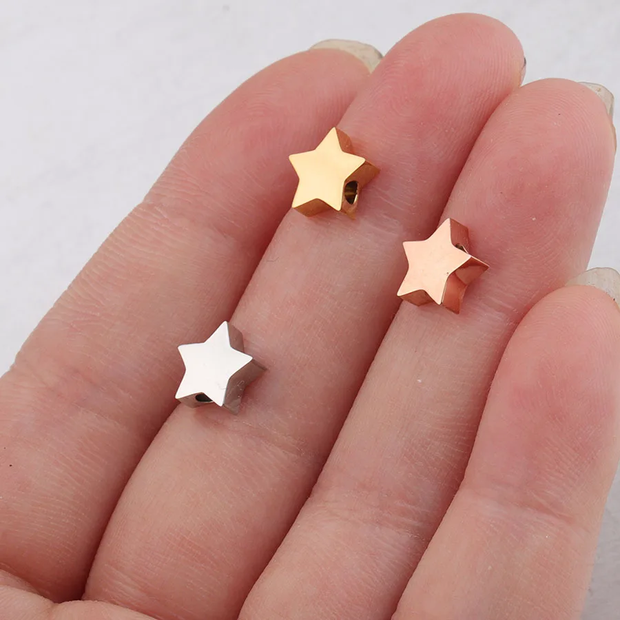 5Pcs 8x8mm Stainless Steel Twinkle Star Shape Spacer Beads 2mm Hole Beads For DIY Necklace Bracelet Jewelry Making Supplies