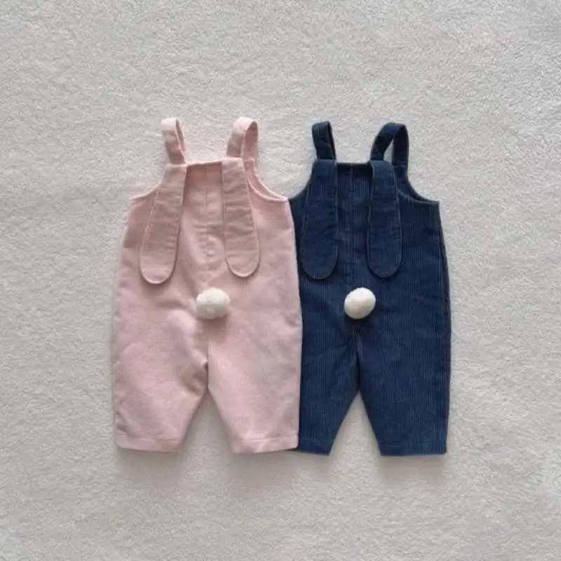 2026 Spring New Baby Sleeveless Corduroy Jumpsuit Infant Girl Cute Rabbit Ear Overalls Newborn Boy Casual Romper Infant Clothes