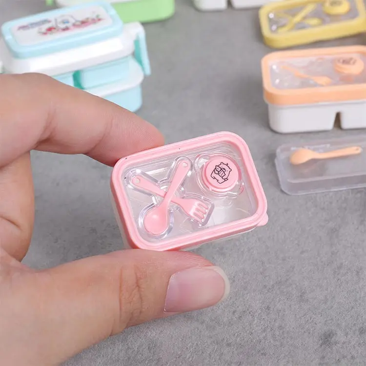 DIY Mini Doppelschichtige Lunchbox im Maßstab 1:12, Niedliche Essensbox für Puppenhaus-Miniatur-Lebensmittelaufbewahrung – Detail 9