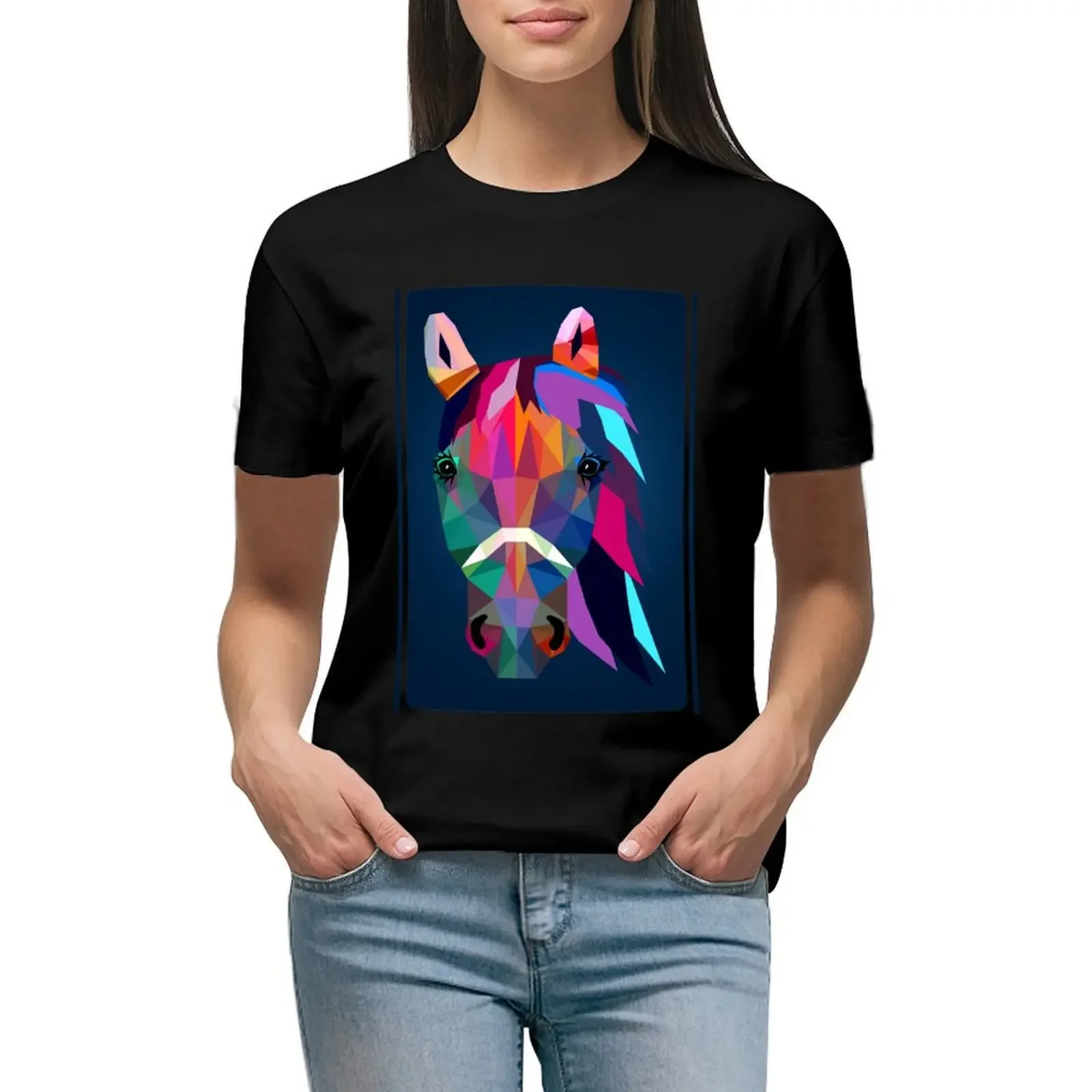 

horse T-Shirt graphics vintage plus sizes blacks plain t shirts for Women