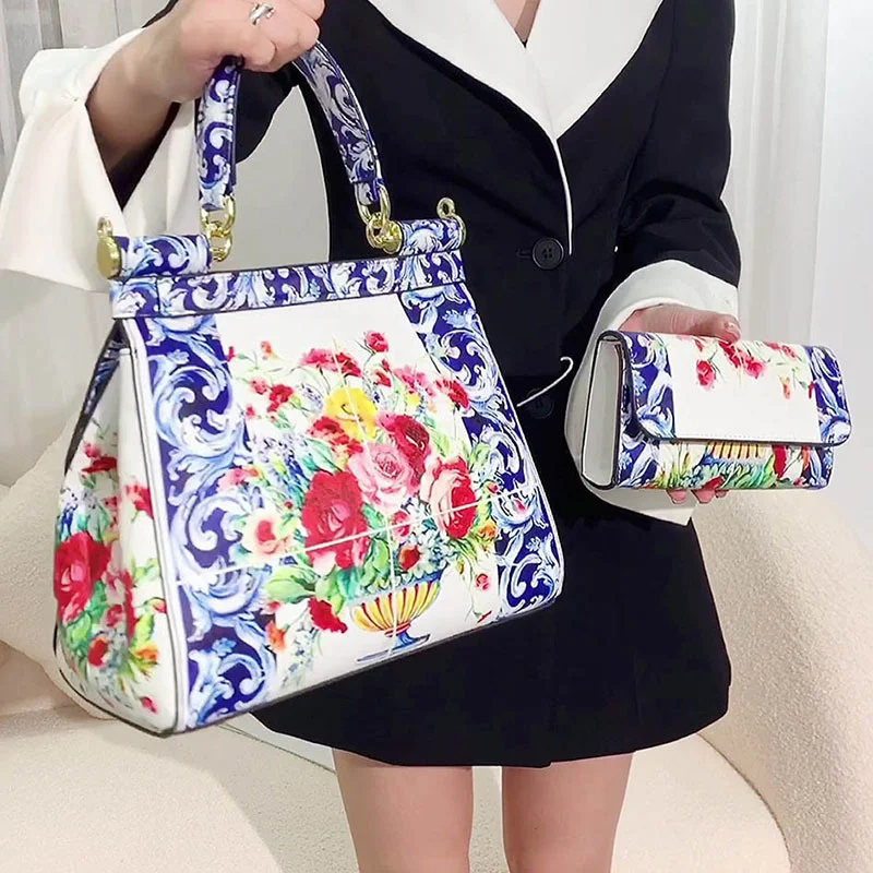 VM FASHION KISS Classic Women Frame Handbag And Purse Suit Europe America Printing Shoulder Totes Ladies Bag Bolsa Feminina