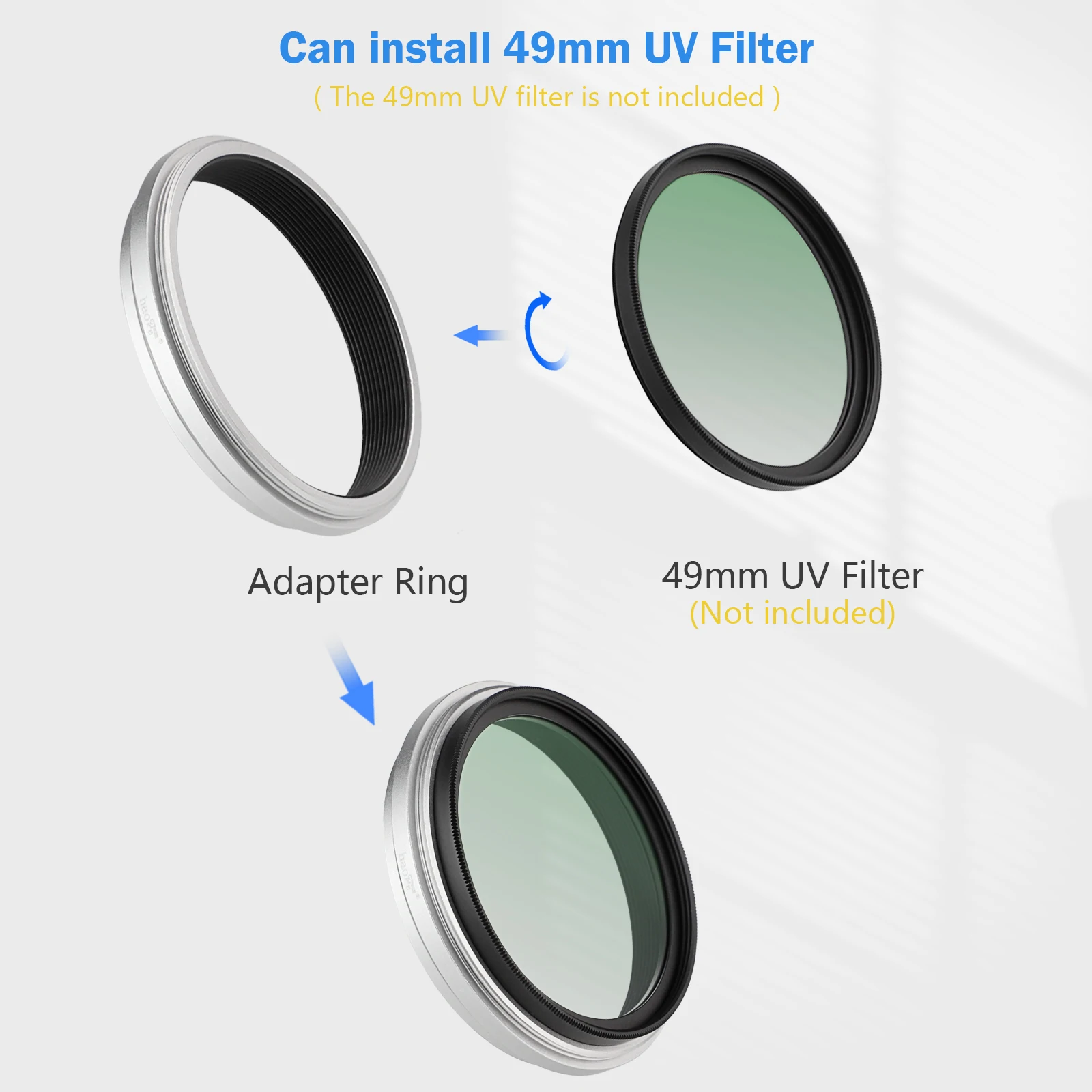 Haoge filtr obiektywu do aparatu Fujifilm Fuji X70 X100 X100S X100T X100F pasuje do 49mm UV CPL srebrny — zdjęcie 3