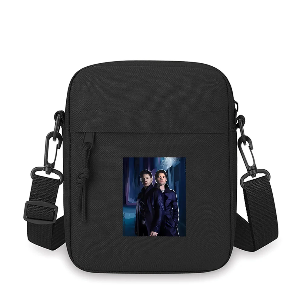 Dark overcoats faces shadows moody pose Men Crossbody Bag Single Shoulder Women Cartoon Anime Film Printing Design Unisex