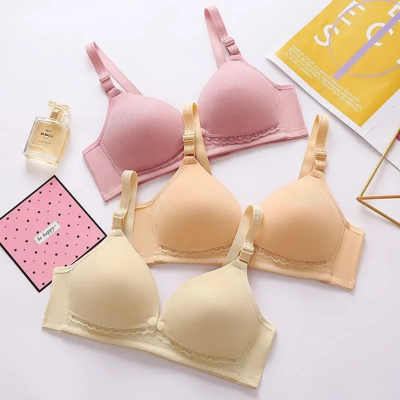 3pcs Comfortable Nursing Underwear Thin Gathering Anti-sagging Postpartum Bra Underwireless Back Three-row Buckle Underwear