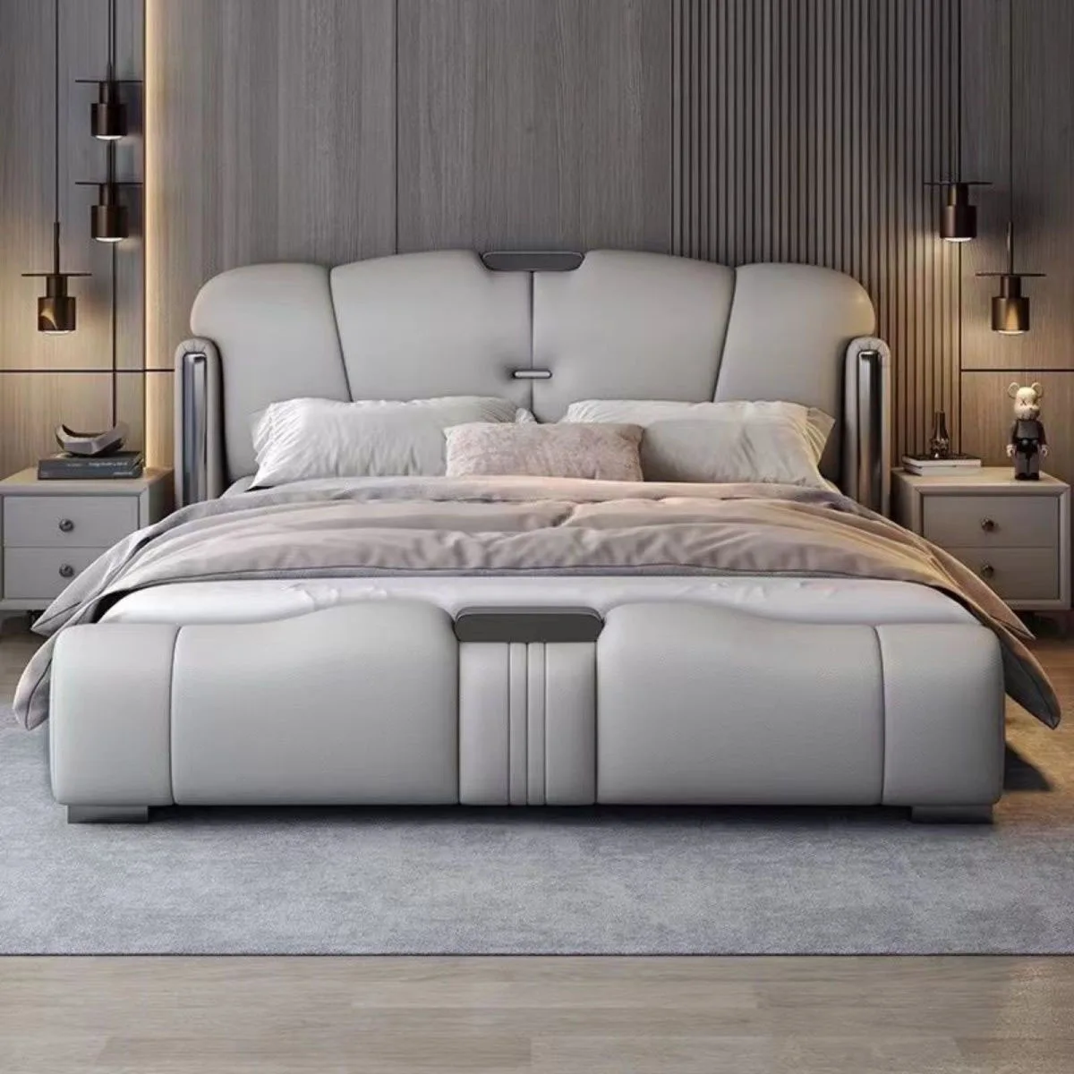 

China Factory Good Quality Fabric Bedroom King Queen Double Bed Frame