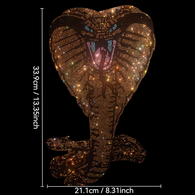 

​Geometric Serpent Crystal Appliqué - Multi-Surface Rhinestone Patch for Apparel, Bags & Edgy Home Decor (No Brand Logos)​​