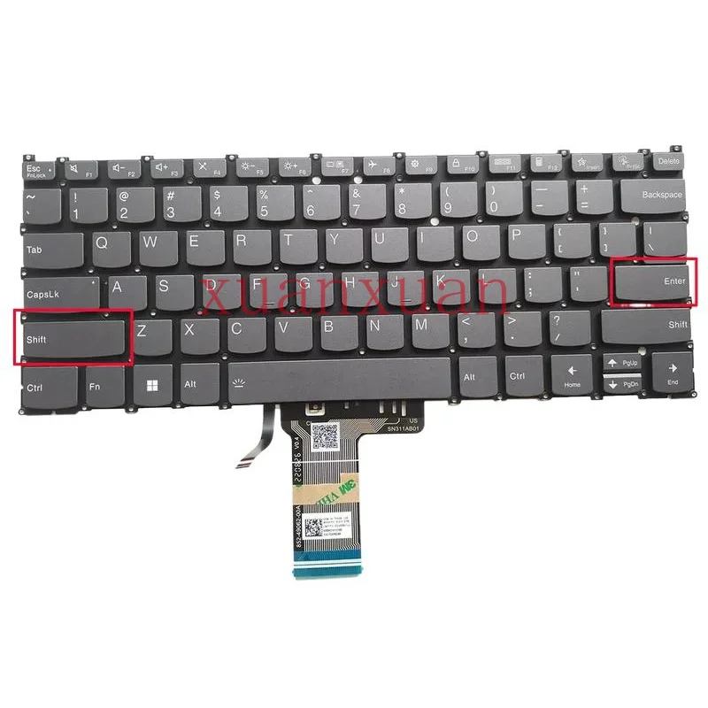 Backlit Laptop keyboard for Lenovo Yoga 7-14irl8 ph4sb 14arh7 2023 Gray