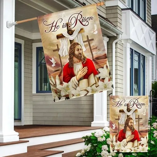 NEW! He Is Risen Jesus Garden Flag Gift Decor Easter Day EEJ UUN
