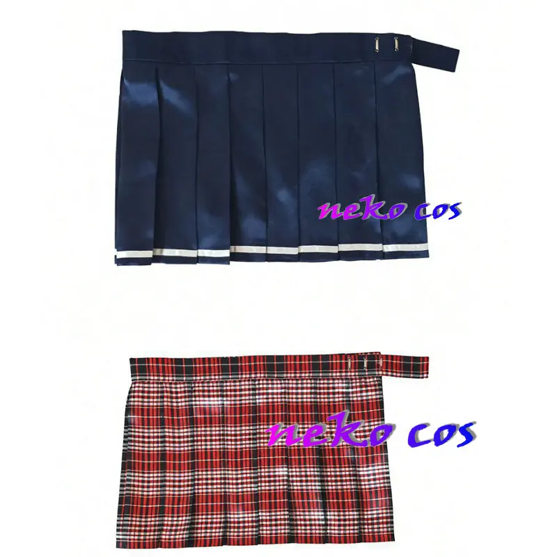 

nekocos Pleated skirt uniform skirt satin checkered pleated skirt satin fabric Cosplay Costume