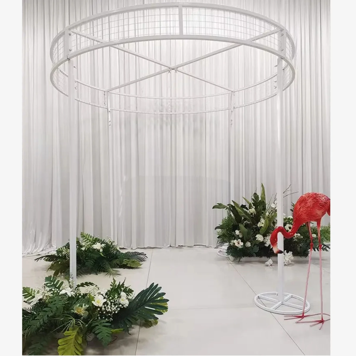 painted colour stainless steel frame flower stage canopy decorative grid floral backdrop stand wedding arch