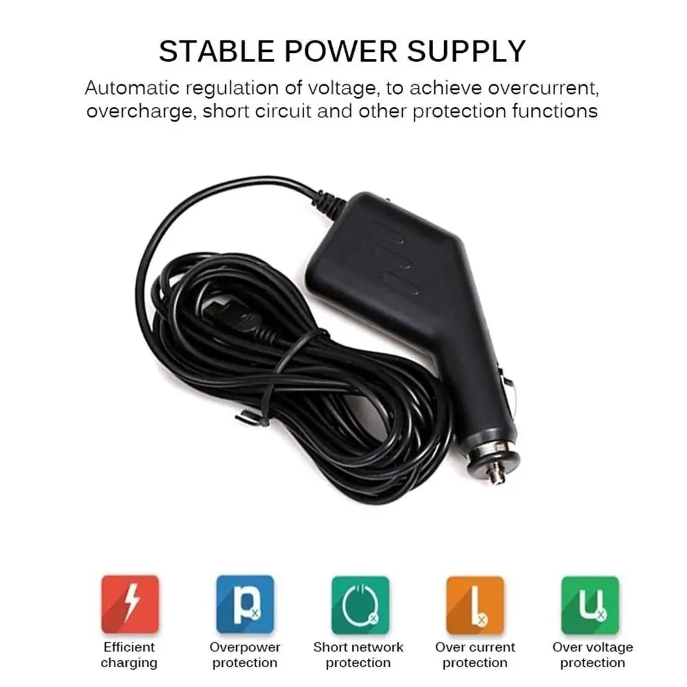 500PCS 3.5M 5V Curved Mini USB Car Charger Port For Car DVR Camera GPS Video Recorder Input DC 12-24V Car Charger