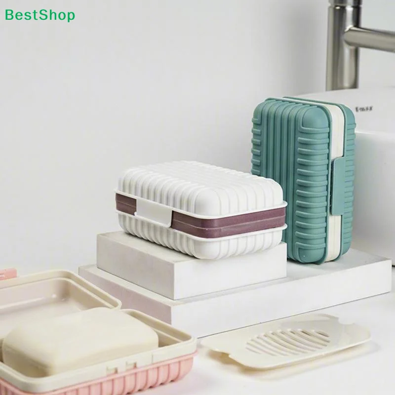 ✔Plastic Bathroom Soap Box With Lid Travel Essentials Household Soap Box