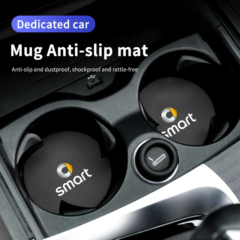 Car Anti Slip Mat Water Cup Slot Coaster Decoration Pad For Smart Fortwo Forfour 451 453 450 452 454 Roadster Coupe