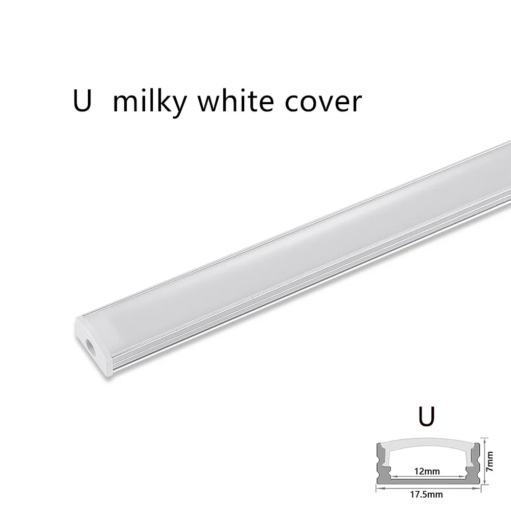 LED 50cm Aluminium Channel for Led Strip V/U Shape Aluminum Profile with Diffuser Milky PC Cover,LED Bar Strips Light Holder