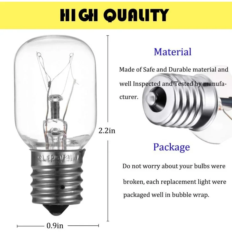 QWUp2win light bulb compatible with 8206232a light bulb,40W 125V microwave oven light replace,kitchen night light 2 pa