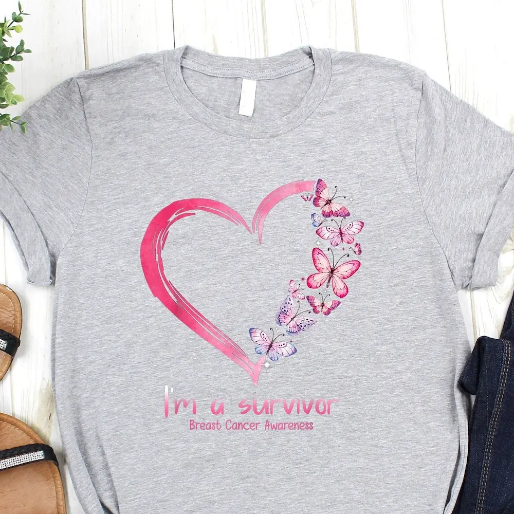 Cancer Survivor T Shirt Support Breast Awareness Cute Pink