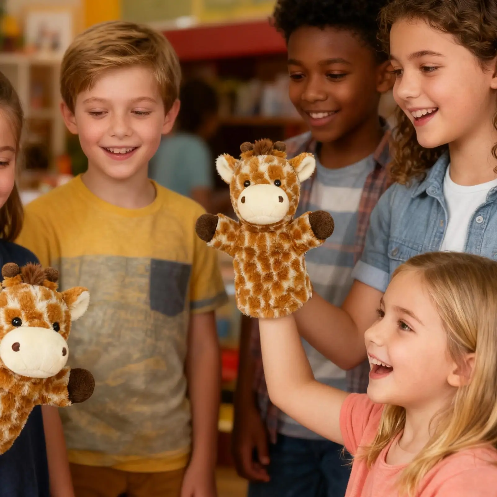 26cm 새로운 만화 동물 손 인형 부모-자식 게임 인형 사자 기린 달래기 장난감 어린이를위한 생일 선물