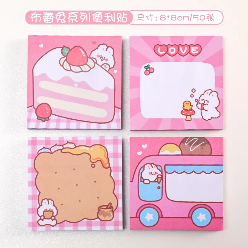 Korean Ins Cute Rabbit Sticky Notes Student Message Cartoon Learning Stationery N Times Paste Office Planner Memo Pads Tearable