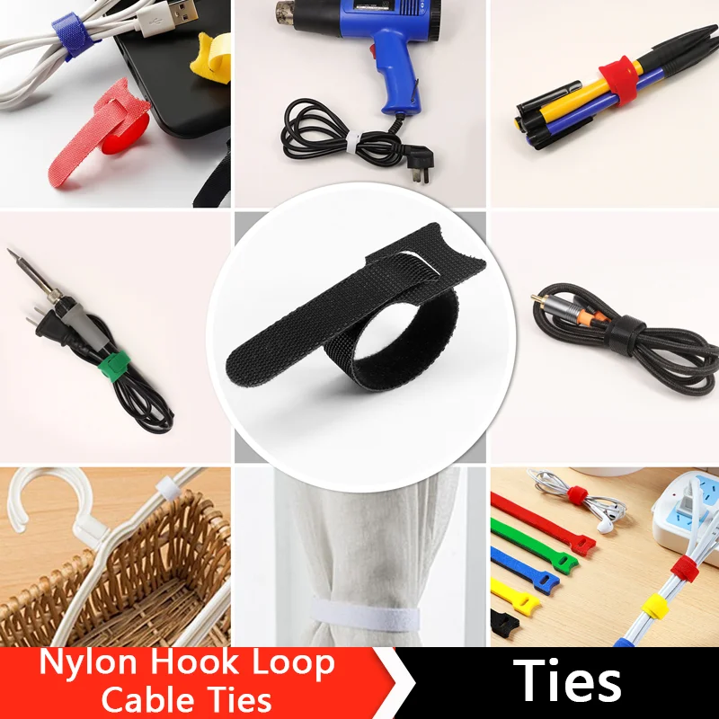 

10~1000pcs Multi-Colour T-Type Cable Ties Reusable Fastener Hook and Loop Nylon Fastener Straps Detachable Wire Management