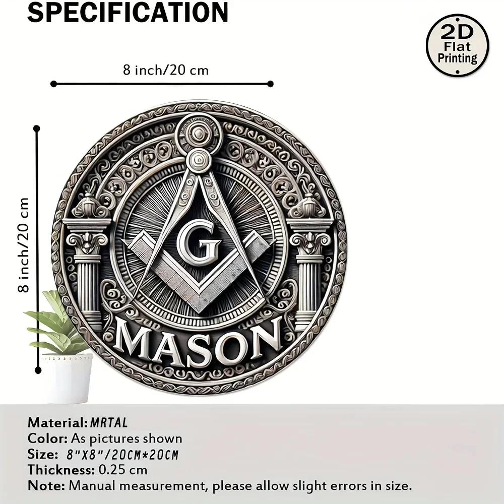 Vintage Round Mason Masonic Symbol Metal Tin Sign Retro Square Compass G Logo Wall Plaque Man Cave Home Wall Decor Sign