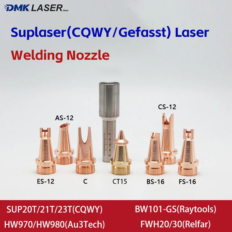 

Suplaser Gefasst Laser Welding Wire Feed Nozzle AS-12 BS-16 M16 Anti-splash Copper Nozzles For Relfar CQWY SUP23T BW101 HW980