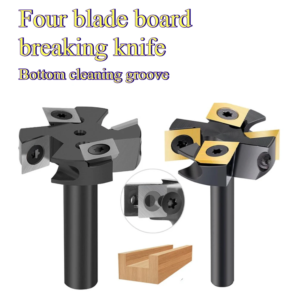 4 Wings Spoilboard Surfacing Router Bit Shank Indexable Carbide Inserts Wood Slab Flattening Milling Cutter Woodworking Tool