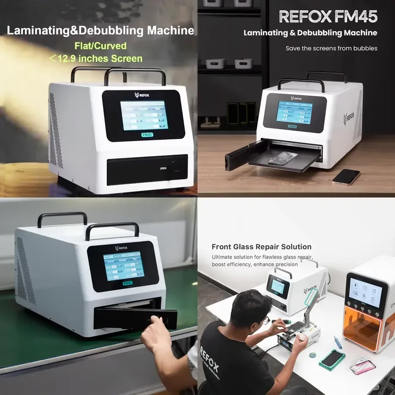 

REFOX FM45 4-in-1 LCD Lamination Defoaming Machine with Built-in Air Compressor and Vacuum Pump for Curved and Flat Screen