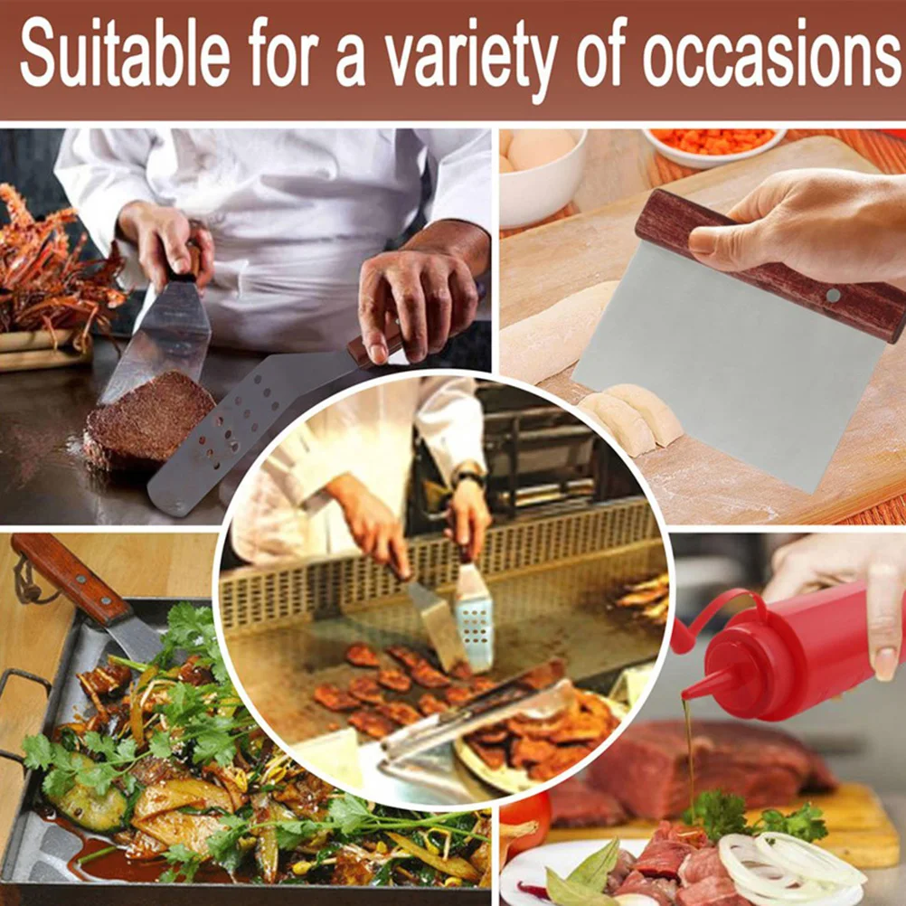 

1Pcs Stainless Steel Steak Shovel Wooden Handle Heat Resistant Metal Baking Tool Pancake Barbecue Turner Kitchen Tool Home