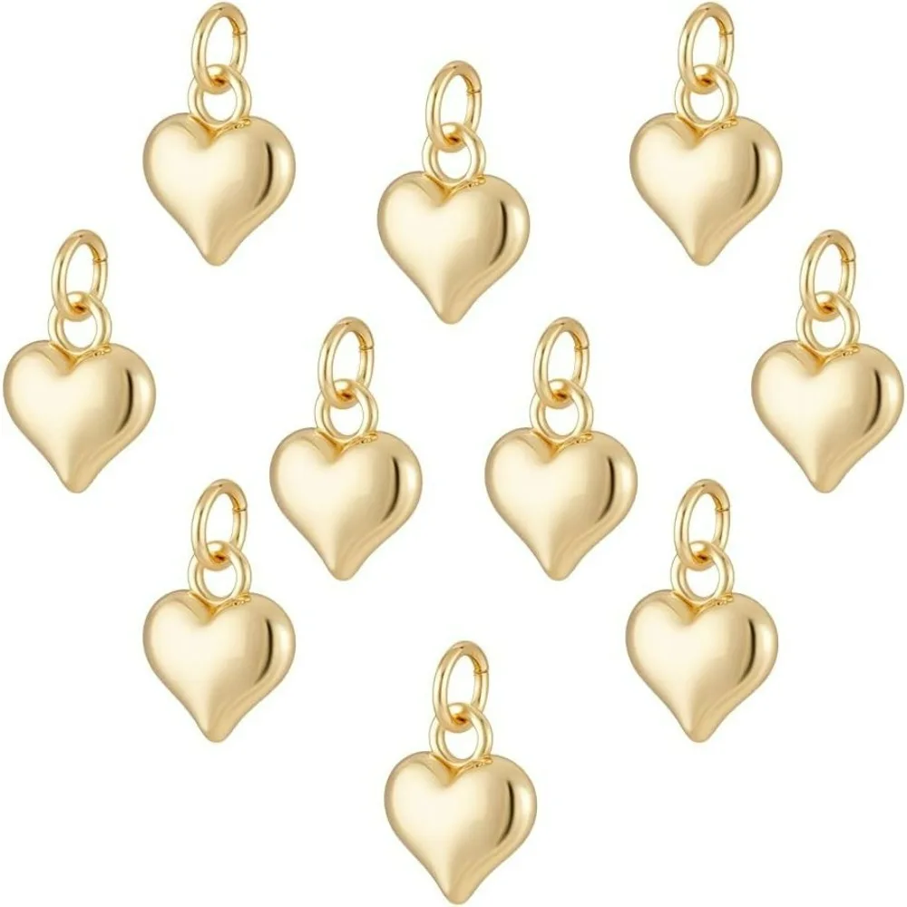 

10Pcs Heart Charm Pendants 3D Love Heart Dangle Pendant Charms for Mother's Day Jewelry Making