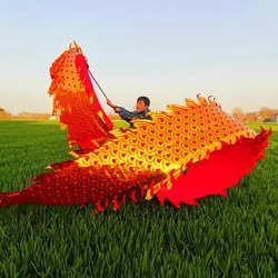 8m Gold Stamp Chinese Dragon Dance Props For One Person New Year Stage Performance Accessories Novelty Outdoor Toys Gifts