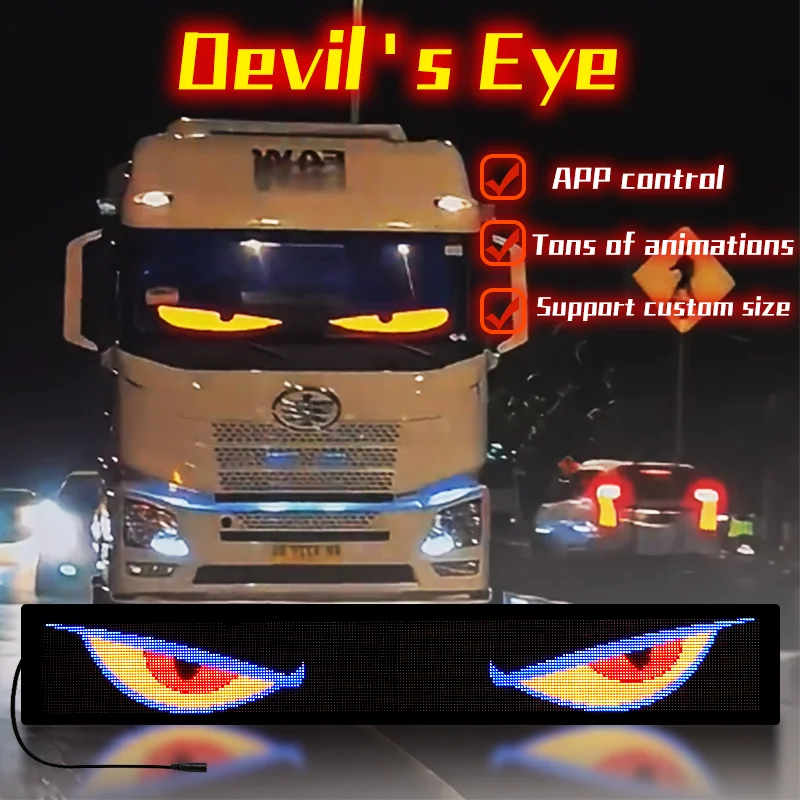 app controlled truck led eye lights Flexible LED Dislay Screen RGB Messages Eyes Animated Large size panel leds for car trucks