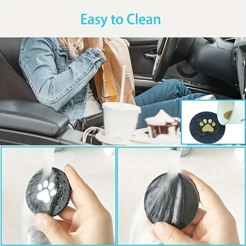 2Pcs/set Paw Silicone Car Coasters Universal Fit Anti-Slip Cup Holder Protection Durable Easy to Clean Car Interior Accessories view 5