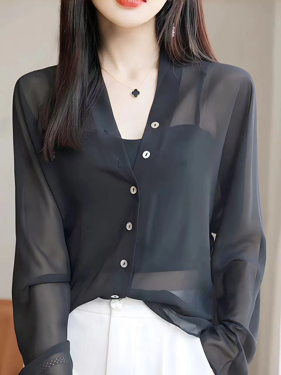 Women's Summer Thin Chiffon irt Ice Silk Wrap oulder Strap Blouse Outer Covering Cardigan Transparent Casual Sle Long S...