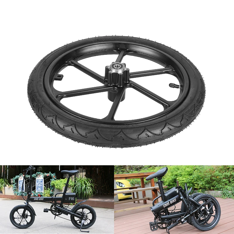16-calowe przednie koła z hamulcem tarczowym 16x1,75 opona dętka felga aluminiowa do skuterów elektrycznych e-bike składane akcesoria rowerowe