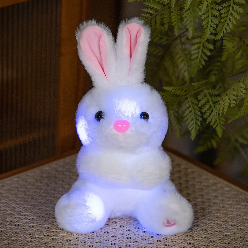 

Glowing Bunny Plush Toy Easter White Rabbit Stuffed Animal Soft LED Nightlight Doll Christmas Easter Gift Decorative Toy