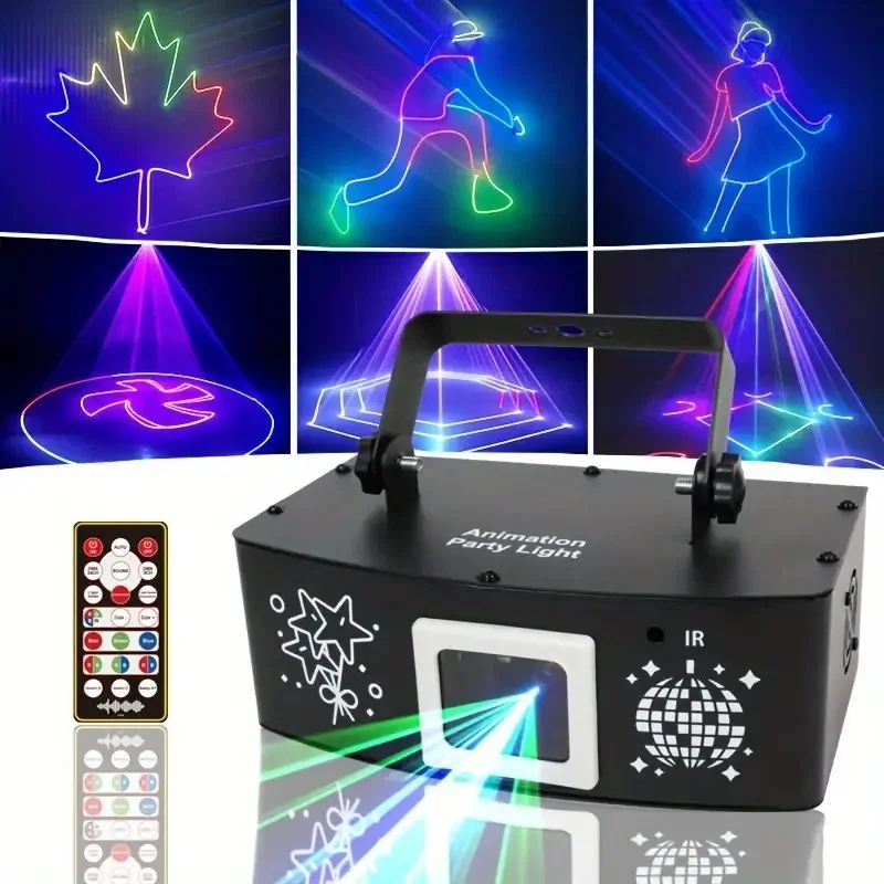 3D الرسوم المتحركة داخلي ديسكو أضواء الليزر 10M التحكم عن بعد في الصوت DMX الهذيان عيد ميلاد الزفاف عيد الميلاد حزب الإضاءة