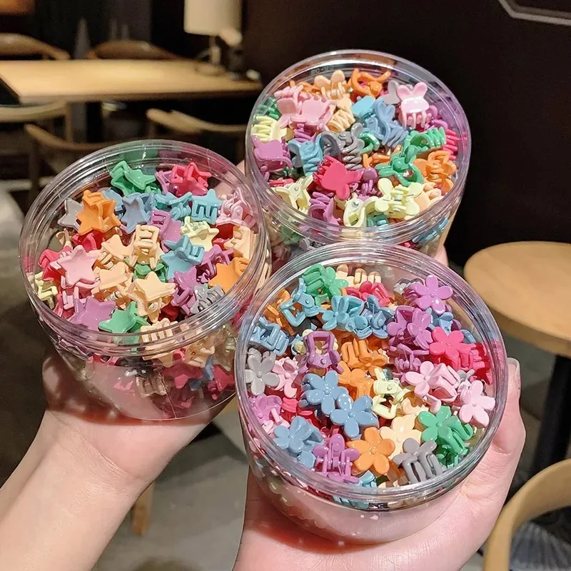 50Pcs Girls Cartoon Hair Clips Cute Small Claw Clips Flower Star Design Children's Fashion Hair Accessories Sweet Hairpin NONE