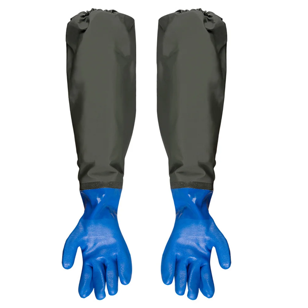 

1 Pair Fish Tank Gloves Waterproof Lengthened Rubber Gloves With Wool Lining Anti-Slip Oil-Resistant For Aquarium Water Changing