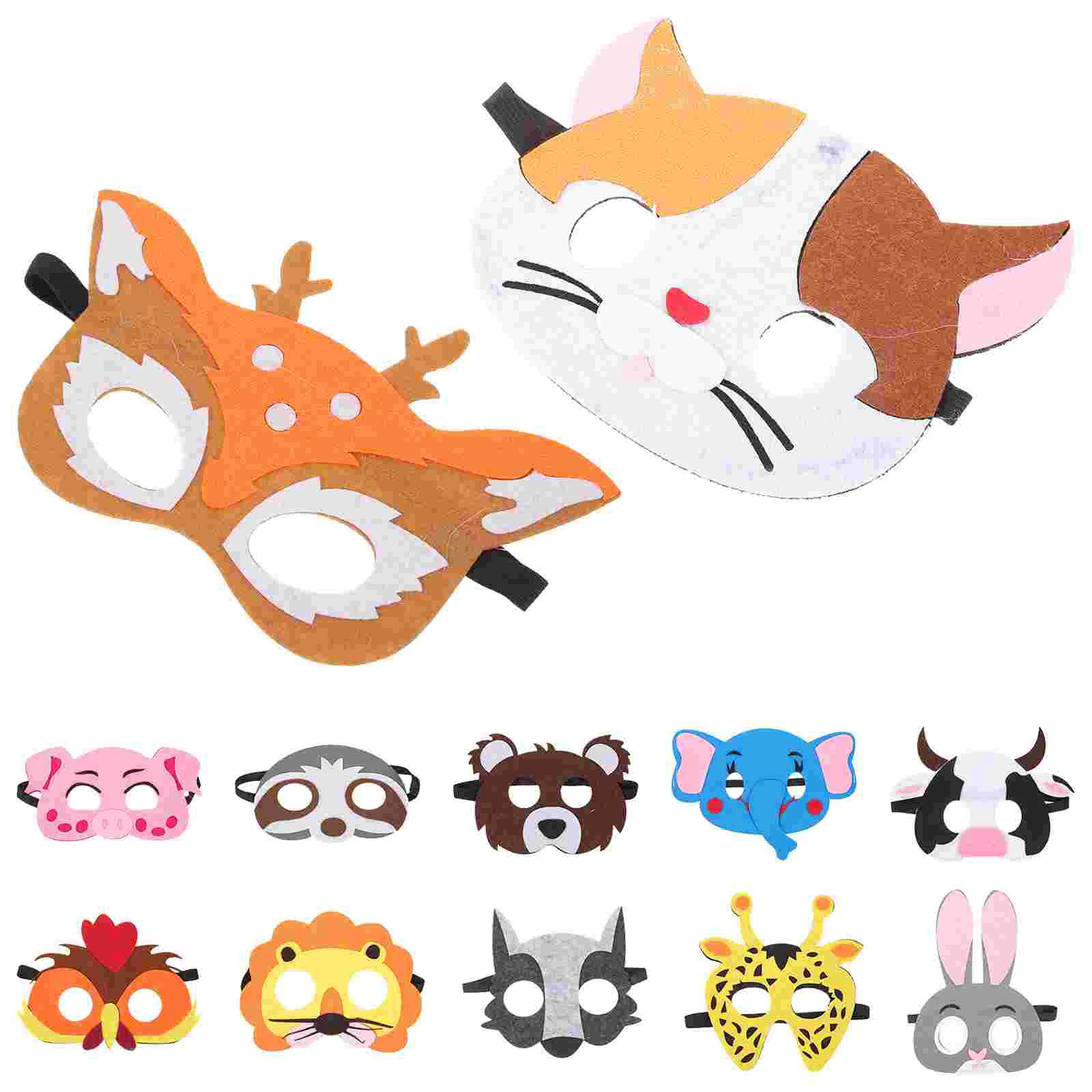 12-częściowy zestaw masek na dzień dziecka Masquerade Party Deer Animal Cosplay Cartoon Kids Felt Baby