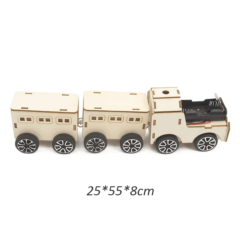 기술 과학 장난감 실험 도구 키트 DIY 전기 기차 모델 팩 나무 퍼즐 STEM 키트 학습 교육 세트