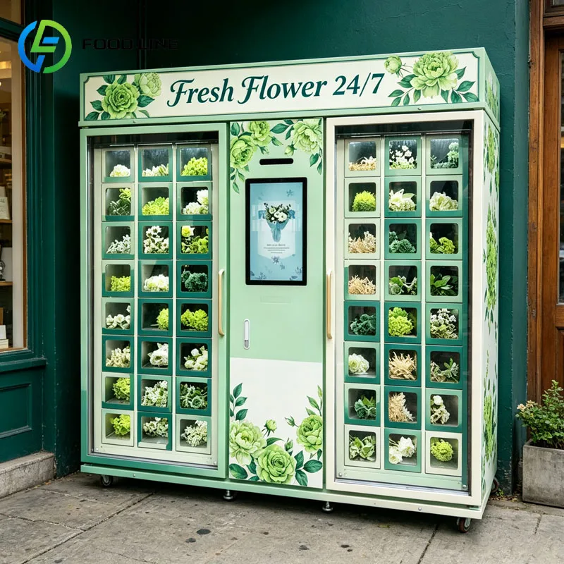 Flower Vending Locker Fresh Flowers Bouquet Self Service Refrigerated Floral Retail Cabinet Customized