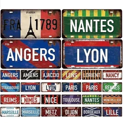 Vintage France City Plate PARIS/LYON/MARSEILLE Flag Poster Metal Plaque Aluminum Sign Man Cave Garage Club Bar Cafe Wall Decor
