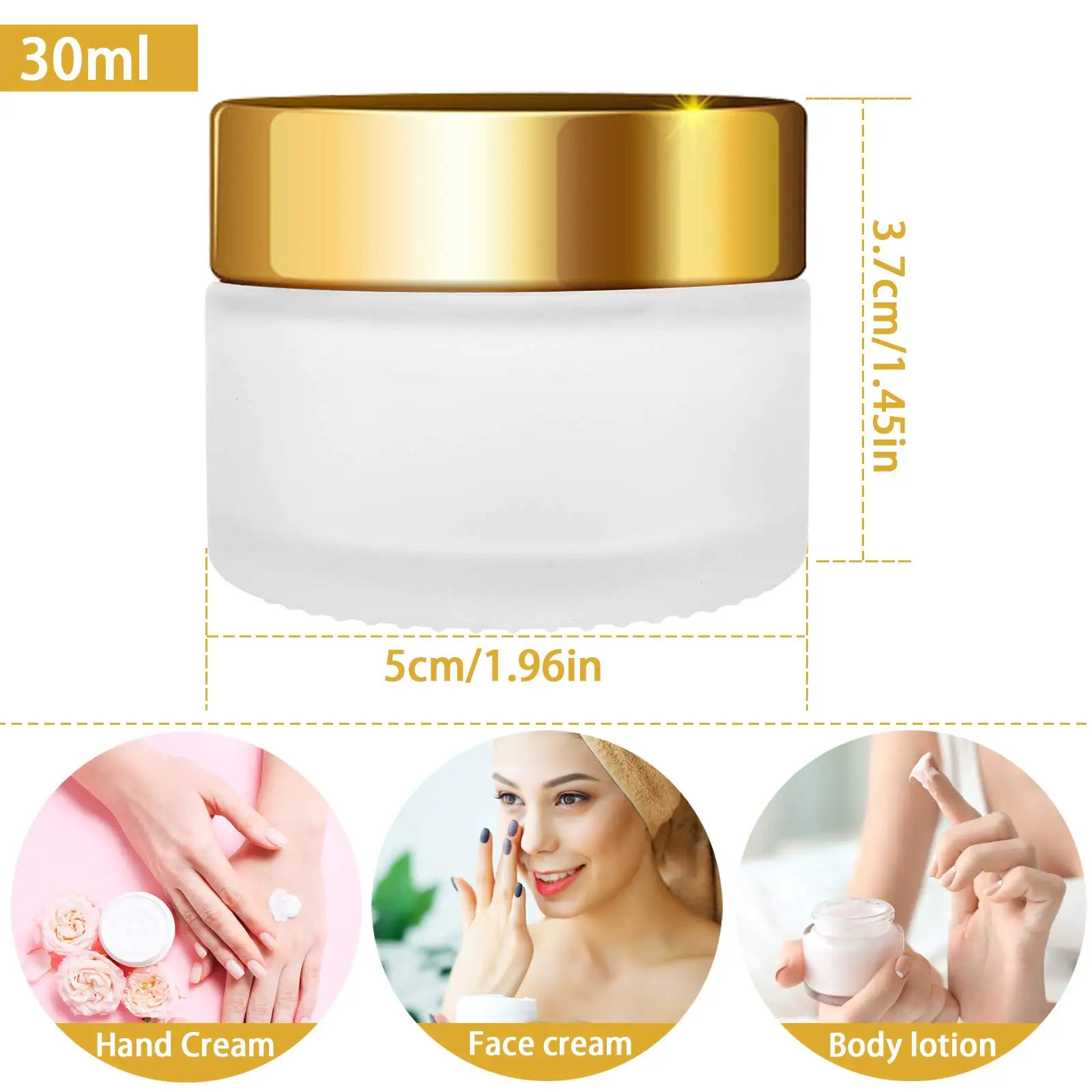 24-6 قطع برطمانات كريم زجاجية 15/30 مل برطمان زجاجي شفاف بلوري، حاوية مستحضرات تجميل فارغة قابلة لإعادة الملء لمرهم كريم الوجه