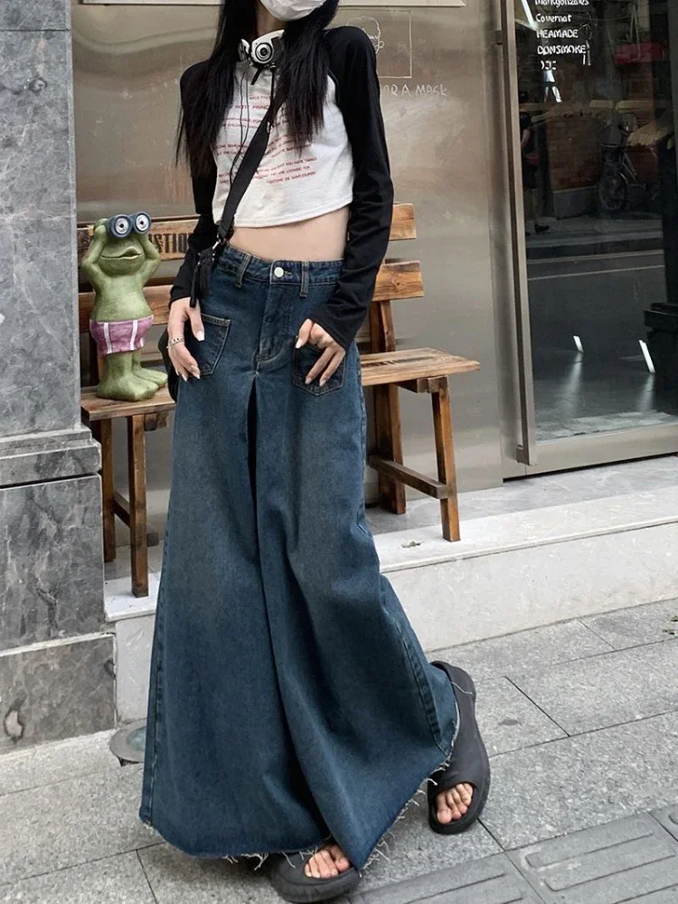 Oversized Vintage High Waist Jeans High Street Loose Wide Leg Jeans Fashion Korean Casual Solid Color Straight Trousers Q250