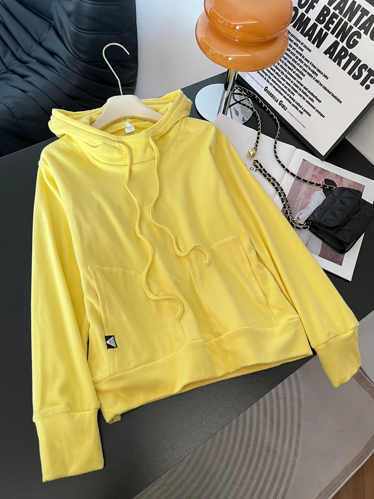 

Женская толстовка больших размеров с флисовой подкладкой, новинка весенней коллекции, теплая, свободная, универсальная, с длинными рукавами, удобная, дышащая, из мягкого материала